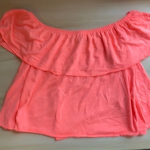 TopShop Neon Off The Shoulder Shirt